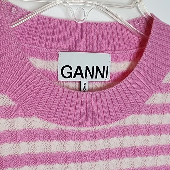 GANNI Pink & White Striped Sweater - Picture 6 of 11